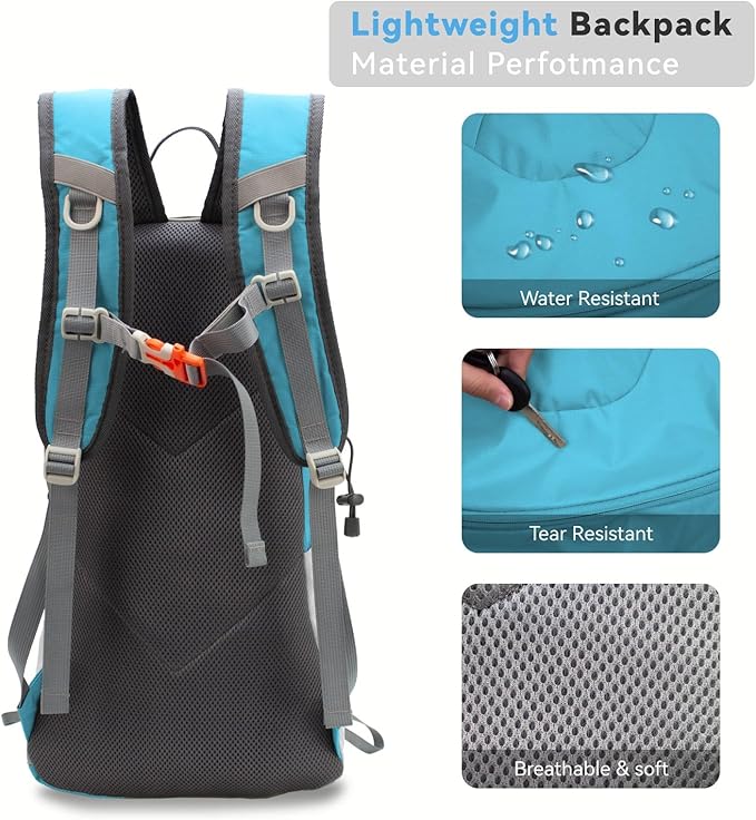 Small Lightweight Hiking Backpack，20L Foldable Hiking Daypack Cycling Hydration Backpack Travel Camping Bag