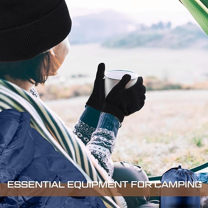 Preboun 24 Sleeping Bags Winter Beanies Gloves Set for Homeless Warm or Cold Weather Sleeping Bags Winter Hat and Gloves Pack for Backpacking Camping Hiking Homeless Supplies