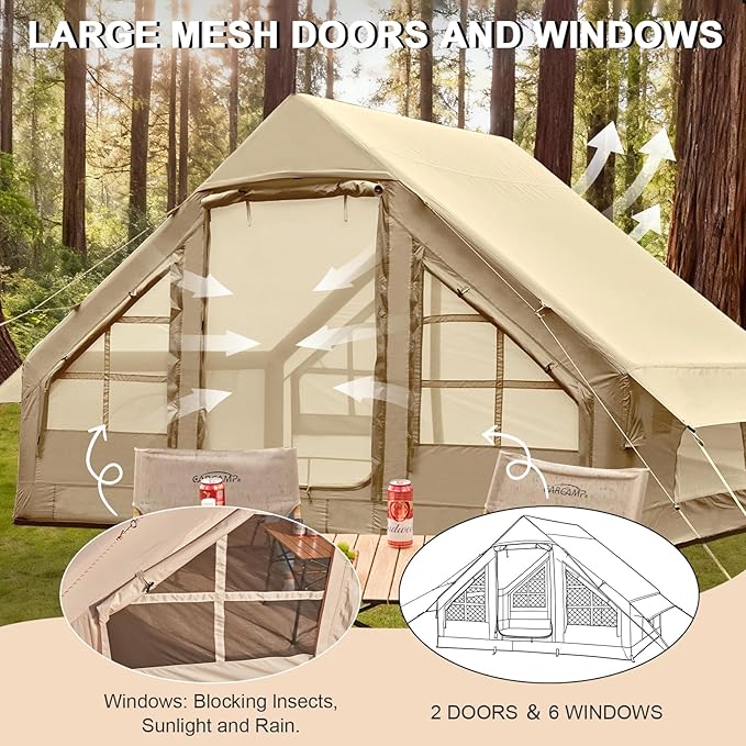 Inflatable Tents for Camping,Easy Blow Up Tent with Hand Pump,4 Seasons Waterproof Air Inflatable Camping Tent House for Family Weekend Camping