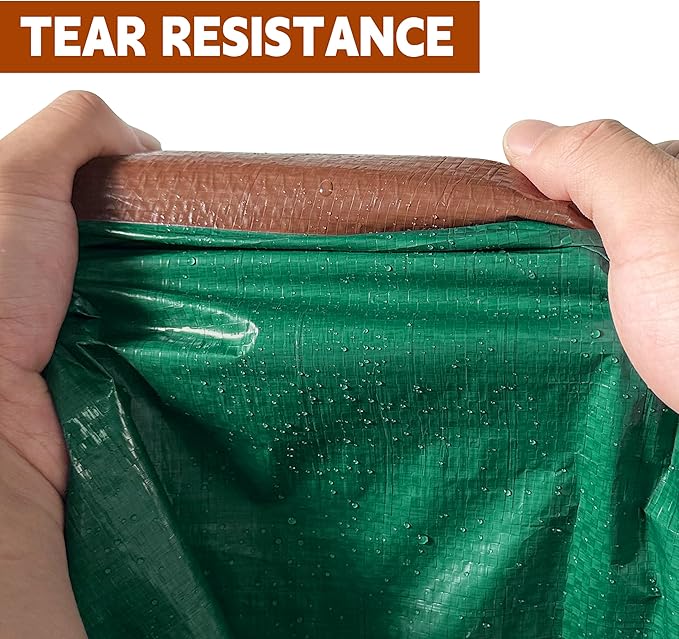 Tarp 8x10 ft (4-Pack) 100% Waterproof 7mil Durable Grommets and Reinforced Edges,Uv Resistant,Green/Brown Tarp,Emergency Rain Shelter,Outdoor Cover and Camping Use -by MVPNET
