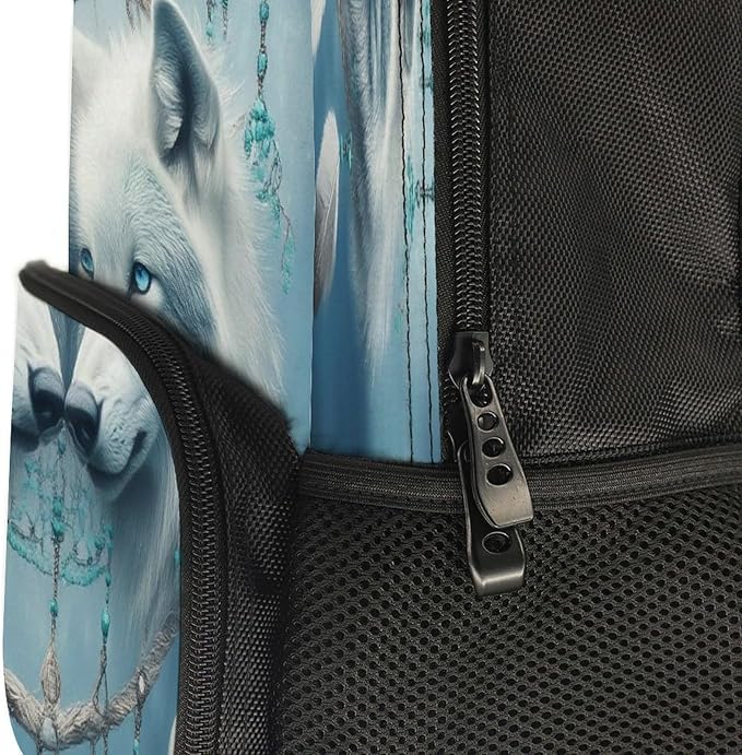 Daypack Backpack Polyester Multipurpose Anti-Theft Love Heart Wolf Dream Catcher Art Shoulder Bag Big Capacity Gym Outdoor Hiking Backpack With Smooth Zippers