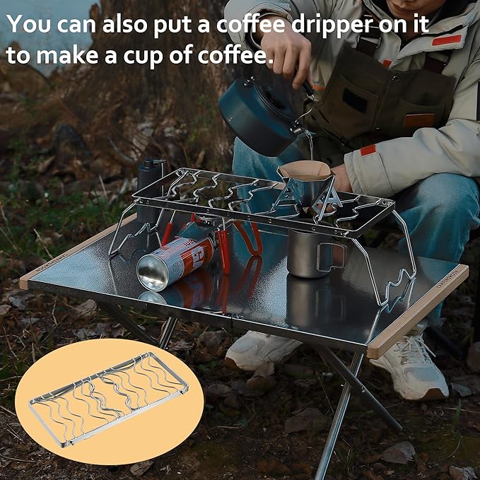 CAMPINGMOON Portable Folding Camping Campfire Grill over Fire Split Stoves 304 Stainless Steel (13.8’’L (MS-1111))