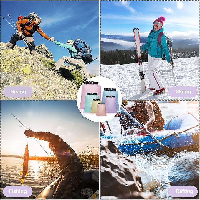 Shappy Waterproof Dry Bag Set 6 Sizes Lightweight Sacks and Long Adjustable Shoulder Strap Outdoor Water Proof Keep Gear Dry Bag Stuff Sacks for Backpacking, Boating, Hiking, Camping