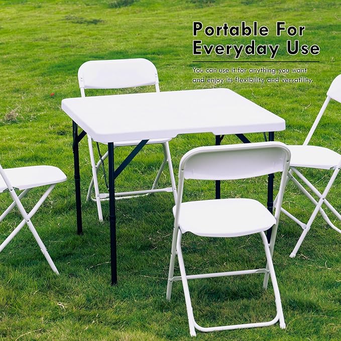 Small White Table, Foldable Table with Foldable, Easy to Carry, for Family Gatherings, Outdoor Gatherings, Indoor