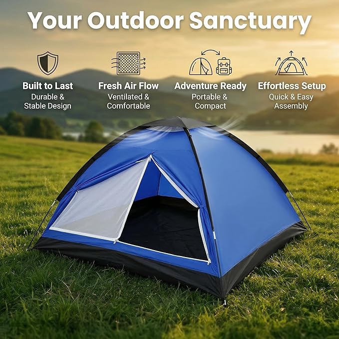 1-Person Dome Tent for Camping Waterproof Lightweight Portable Backpacking Orange/Blue/Army Green/Green