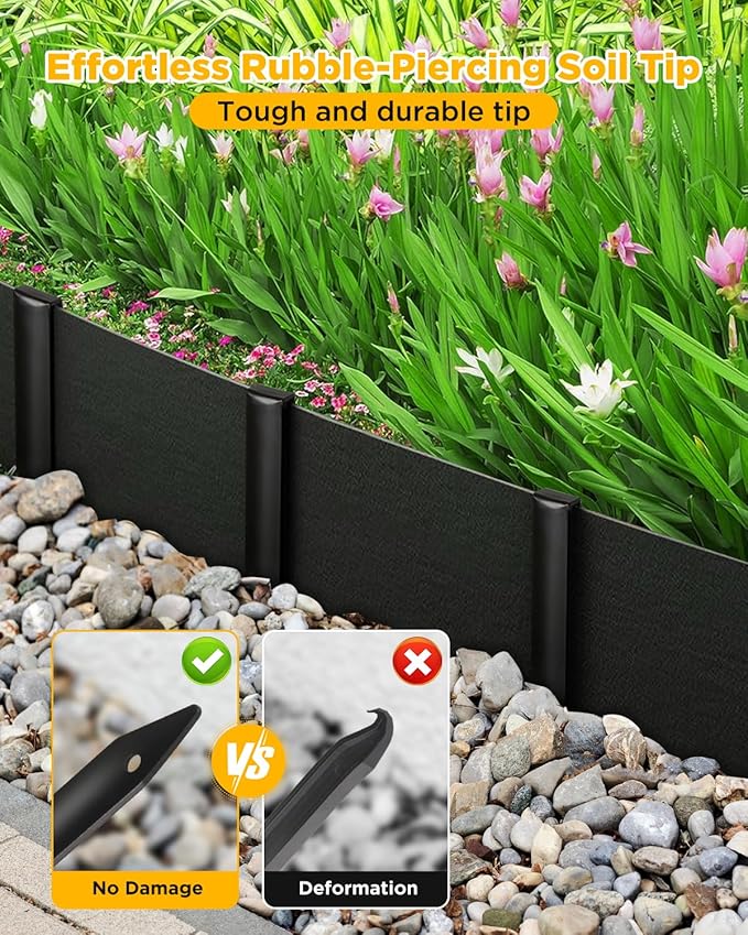 Landscape Edging Metal Stakes - 40 Pcs, 10 Inch Garden Landscape Stakes, High Carbon Steel Landscape Anchoring Stakes for Flowerbed Edging, Outdoor Tent and Landscape Edging Coil