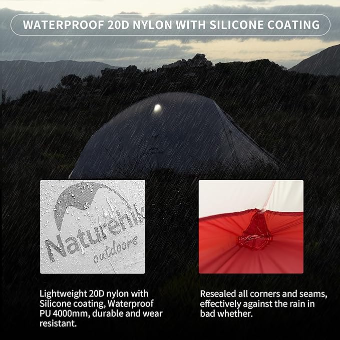 Naturehike Cloud Up 1 Person Tent, Lightweight Backpacking Tents for One Man, Waterproof Ultralight One Person Tent for Camping Hiking Backpacking