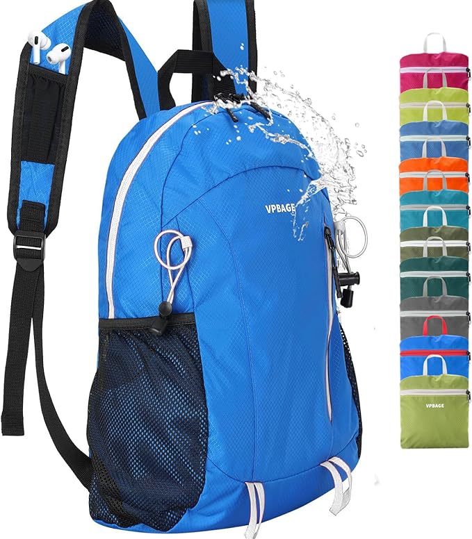 15L Water-resistant Hiking Daypack, Small Backpack Travel Outdoor, Lightweight Day Pack with Tool Loops