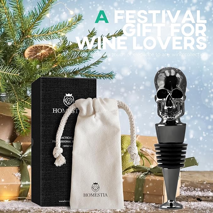 Homestia Skull Wine Stopper, Bottle Stopper Wine Saver, Reusable Wine Corks for Beverage, Wine Preserver Wine Saver Keep Wine Fresh, Wine Accessories Gifts for Wine Lovers, Wedding Favors