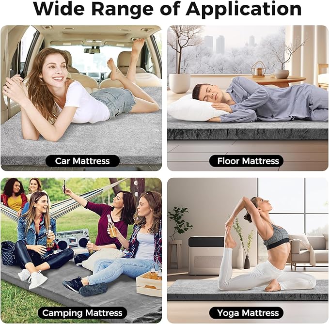 Tangkula Memory Foam Sleeping Pad, Roll Up Floor Mattress with Carry Bag, Non-Slip Bottom, Guest Floor Folding Bed for Sleepover, Portable Camping Mattress for Indoor Outdoor Car Travel Cot Tent