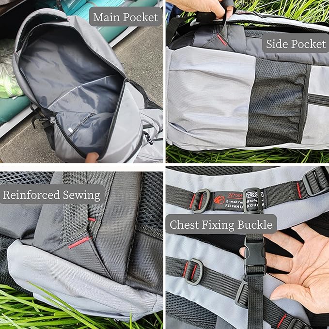 80L Large Travel Backpack for Men & Women, Lightweight Water-Resistant Hiking Backpack with Shoe Compartment, Foldable Daypack Rucksack for Travel Camping College Grey