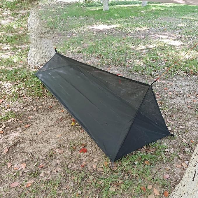Camping Tent, 40D Yarn 1 Person Outdoor Adventure Breathable Backpacking Tent, Ligthweight Compact Portable Small for Hiking, Easy Setup, 220 x 65 x 60cm (Black)