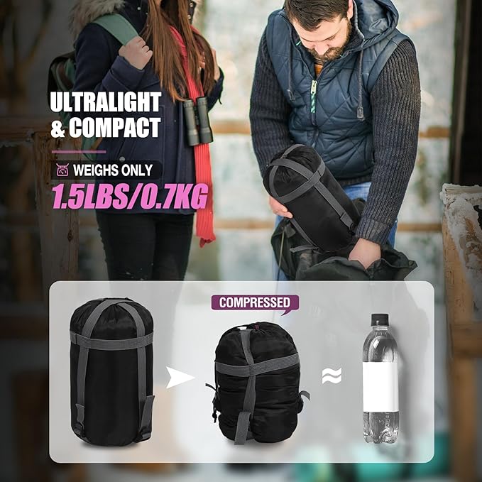 REDCAMP Ultra Lightweight Sleeping Bag for Backpacking, Hiking, Comfort for Adults Warm Weather, with Compression Sack