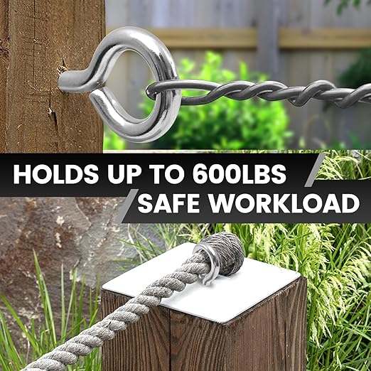 4Pcs Self Tapping Eyelet Screw Eye Bolt，4 Inch Heavy Duty Screw Eyes Hooks ，M8 Wooden Large Screw Eye Hook，Load Capacity 500 Lbs for Hammock ，Yoga，Heavy Indoor Outdoor Uses (4, M8-4 INCH)