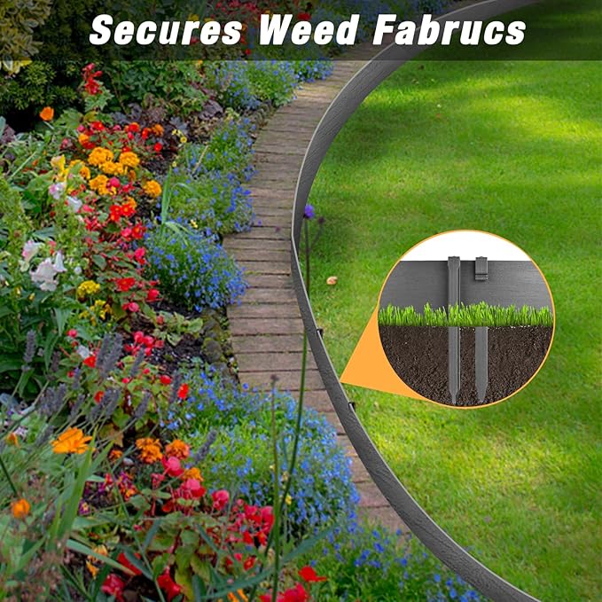 100-Pack 10 Inch Plastic Edging Nails Black,Side-Insert Nylon Landscape Anchoring Spikes，Landscape Stake for Paver Edging, Weed Barrier& More