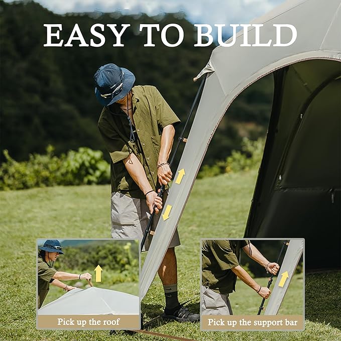 Naturehike Quarter/Hexagonal Camping Tent Canopy Sun Shade,Outdoor Tent for Camping,Fishing,Picnics, Canopy Available with Ground Cloth,Door Curtains, Connector (Door Curtain, Hex)