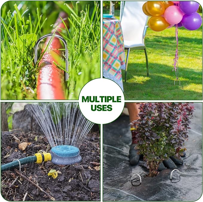 U Shape Garden Stakes 90 Packs 4 Inch 11 Gauge Irrigation Tubing Stakes, Heavy Duty Galvanized Landscape Staples for Tube, Lawns, Landscape Fabrics,Irrigation Hose and Weed Barriers