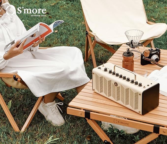 S'more Folding Picnic Table, Portable Camping Table with Carry Bag, Wood Outdoor Table for Picnic, Camping, Travel, Party, Beach, Garden, Patio, gailgating, BBQ,Easy to Assembly (L Size-120cm)