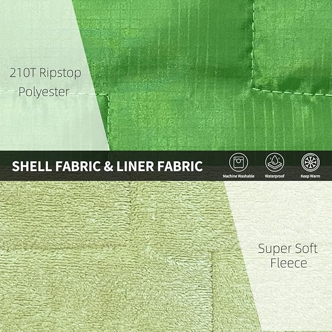 MOUNTAINLODGE Outdoor Durable Green Camping Blanket for Adult&Kids,Portable Packable Waterproof Blanket for Travel,Backpacking and Take a Short Rest.