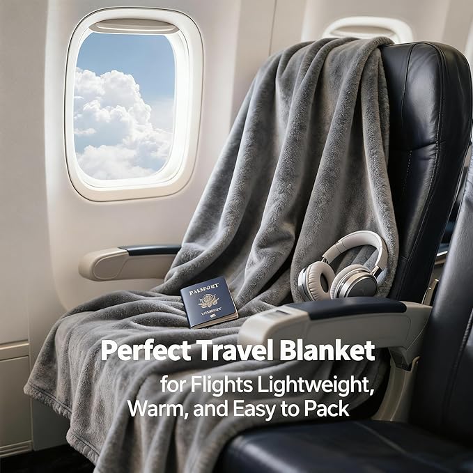 SNZ Cozy Wearable Blanket for Women & Men - 60"x33" Fleece Poncho, Warm Office Chair Lap Blanket, Travel, Camping & Home Wrap - Comfy Poncho Throw - Gift for Mom, Elderly