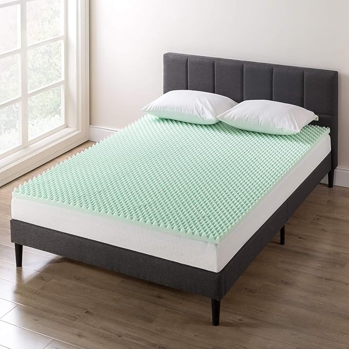 Best Price Mattress 2 Inch Egg Crate Memory Foam Mattress Topper with Calming Aloe Infusion, CertiPUR-US Certified, Twin