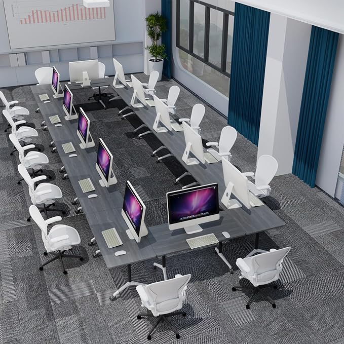 2Packs 55.1 Inch Folding Conference Table Space-Saving 4.59 Ft Training Classroom Table,Heavy-Duty Meeting Table for Office Events,Easy Storage Design, Rectangular Table with Durable Legs Gray