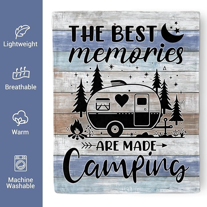 Camping Gifts for Women Men, Camping Blanket, Camper Decor, Camping Essentials Soft Throw Blanket for Couch Bed Sofa 60" X 50"