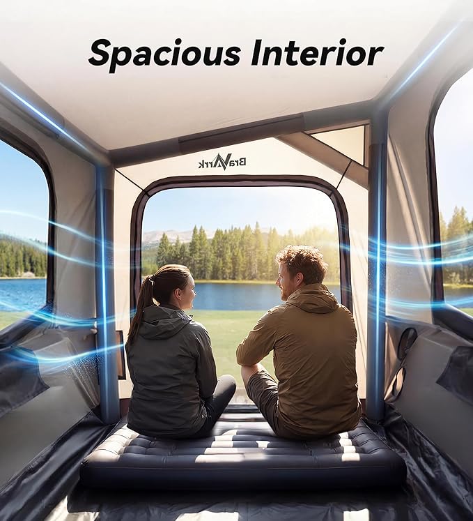 Inflatable Truck Bed Tent with Detachable Zippered Awning, Pickup Truck Tent for 5.5ft-8ft Bed, 2 Mins Fast Setup Blow Up Tent for Truck, PU3000 Waterproof Truck Tent for Camping