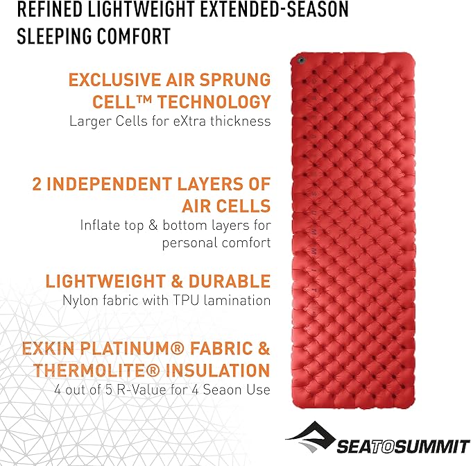 Sea to Summit Comfort Plus XT Extra-Thick Insulated Camping Air Mattress, Regular (72 x 25 x 3 inches)