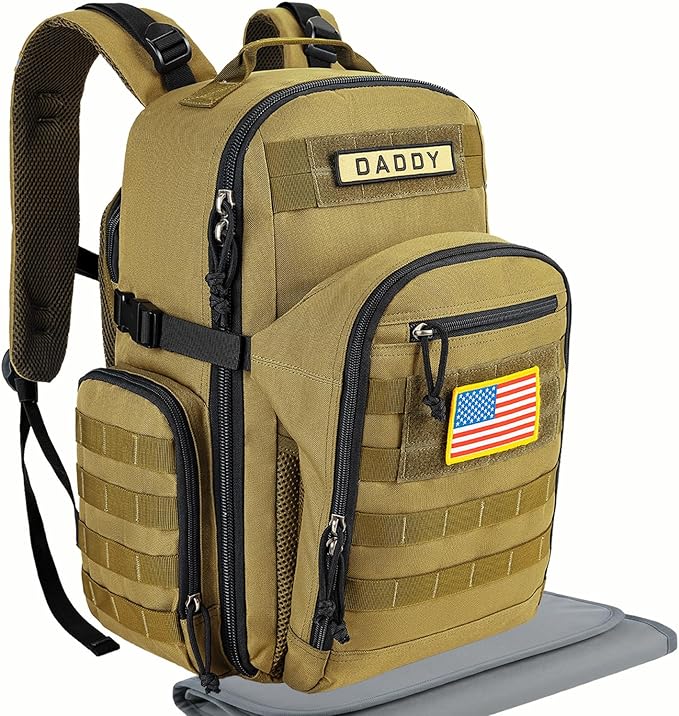 SHARKMOUTH Military Diaper Bag for Dad: Military Baby Backpack with Insulated Changing Pad for Outdoor Dads - MOLLE Webbing & 900D Polyester for Camping Hiking Travel