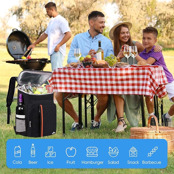 Camping Cooler Backpack 25 Cans, Leak Proof Insulated Thermal Bag, Beach Travel Picnic Lunch Backpack for Men Women
