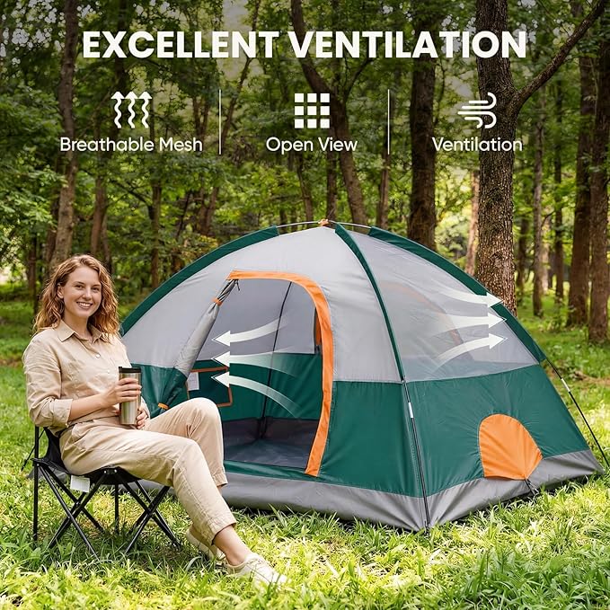 NEWBULIG 2-4 Person Camping Tent, Lightweight 5 Min Easy Setup, Waterproof Windproof Dome Tent with Rainfly for Outdoor, Hiking, Backpacking, Beach