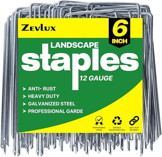 Landscape Staples Galvanized Garden Stakes, Heavy Duty Garden Pins for Fences, Lawns, Weed Barriers and Landscape Fabrics, Netting, Irrigation Hose (6 inch, 25)