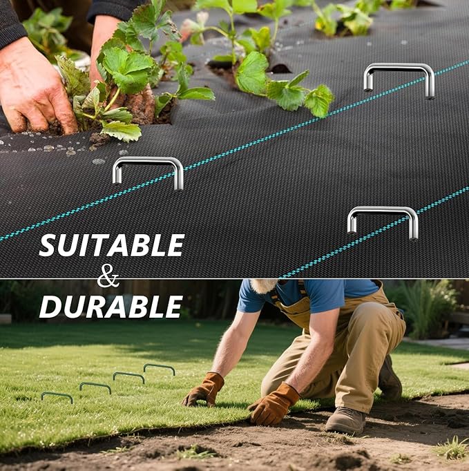 6 inches 50 Packs Galvanized Landscape Staples Garden Stakes,Toylin U-Shaped Tent Stakes, Landscape Staples Ground Stakes for Landscaping Securing Weed Barrier Fabric, Holding Fence