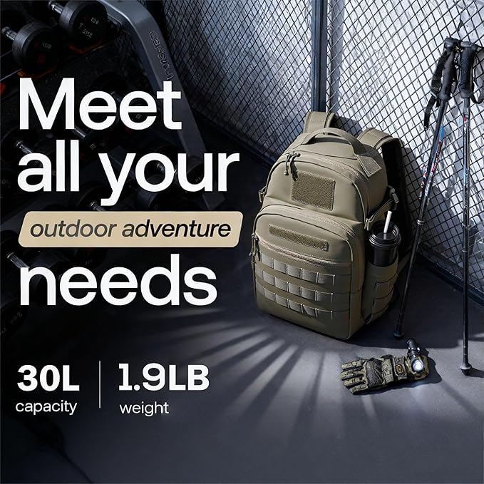 Tactical Backpack for Men Military Backpacks with Holster Army 3 Days Assault Pack Bug Out Bag for Hiking Camping (Green)