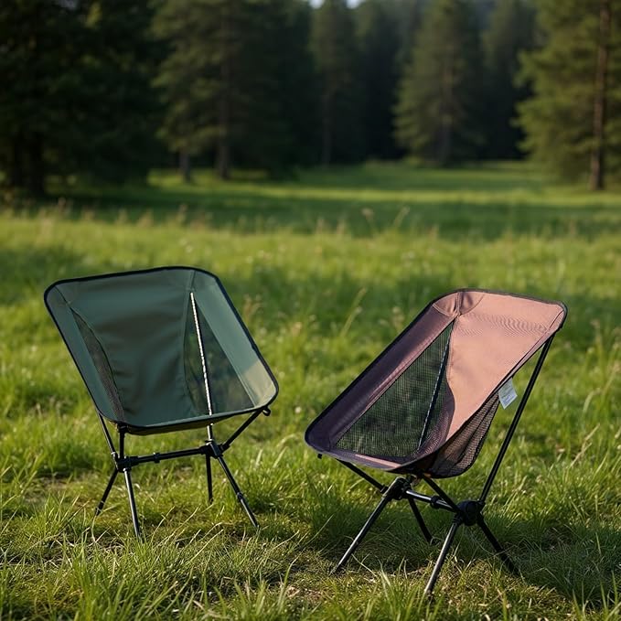 Lightweight Portable Essential Folding Camping Chair,Sturdy with X-Frame,120kg Capacity,Foldable with Carry Bag,Quick Setup for Outdoor,Hiking,Beach,Backpacking and Lawn(Avocado Green)