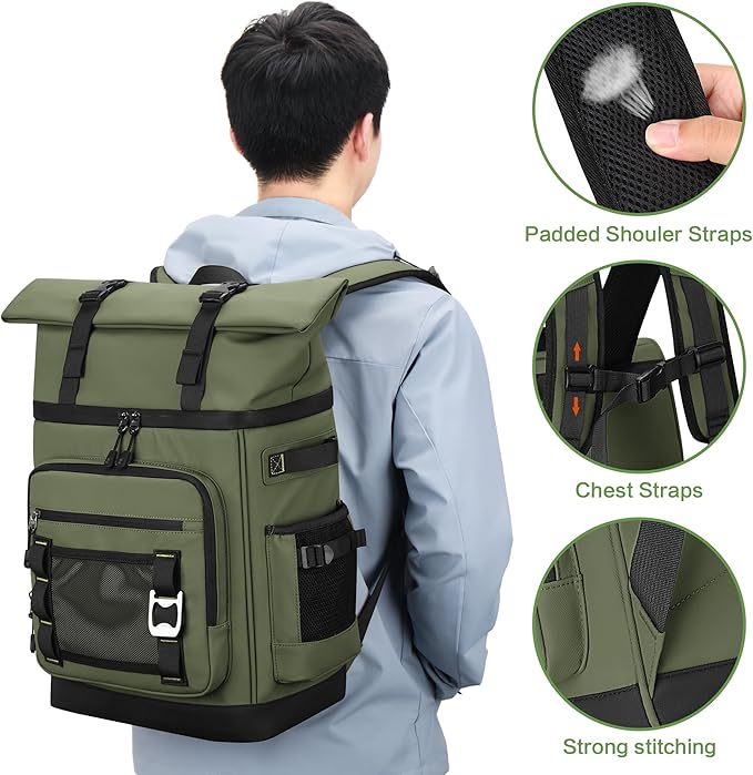 Insulated Cooler Backpack, 40L Expandable Leakproof Waterproof, Dual Compartments (23L+17L) with Expandable Upper Section, Portable for Beach Camping Picnic Travel