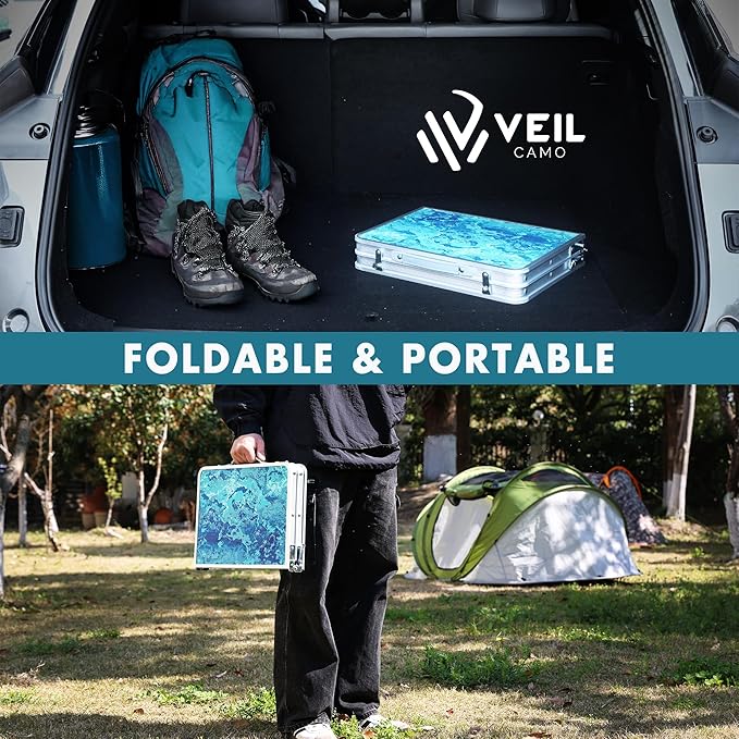 VILLEY Folding Camping Table 2FT, Portable Small Picnic Table with Adjustable Height, Lightweight Aluminum Foldable Table Small Folding Table with Carry Handle for Outdoor Indoor BBQ Hiking Beach