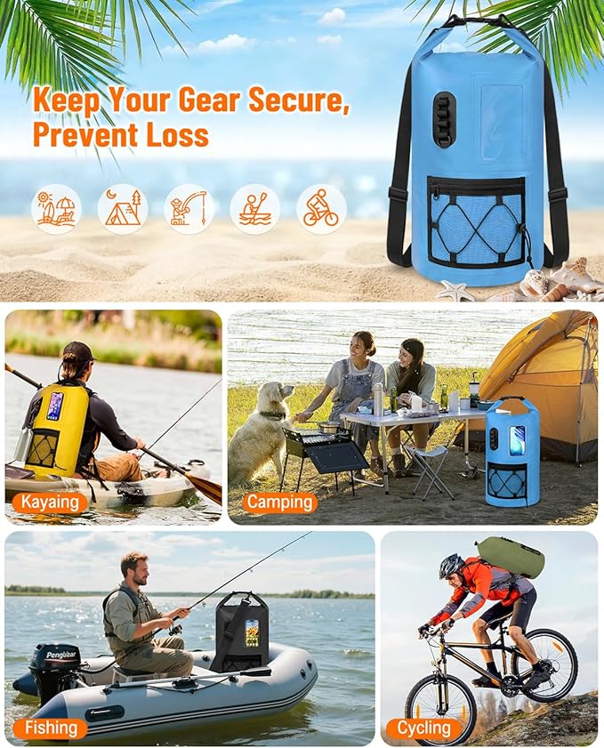 Waterproof Dry Bag, 20L/30L Roll Top Waterproof Backpack with Waterproof Phone Case, Heavy Duty Storage Bag for Women Men, for Travel, Kayaking, Boating, Rafting, Camping, Hiking & Beach