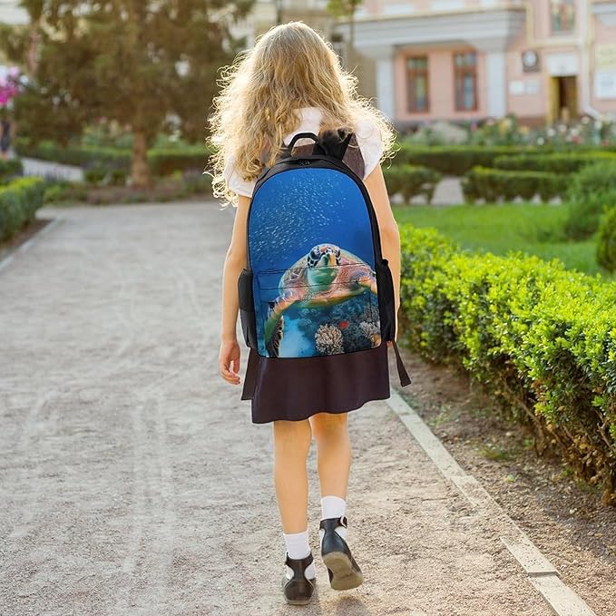 Lightweight Rucksack for Sports Travel Running, Big Capacity Multipurpose Anti-Theft Bookbag, Ocean Giant Sea Turtles Travel and Sport Backpack Rucksack