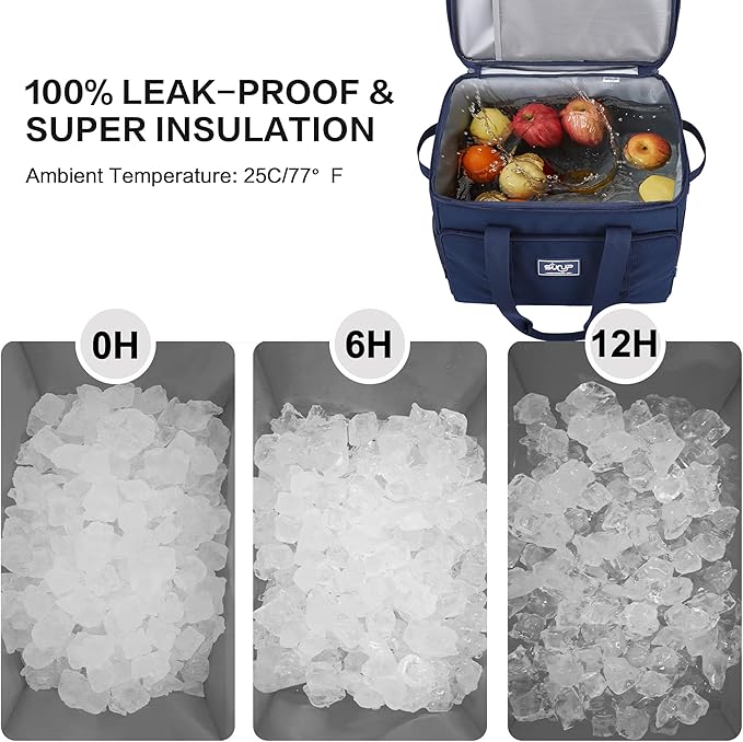 SUNUP 48 Cans Soft Sided Insulated Cooler Bag, Collapsible Large Lightweight Ice Chest, Portable Leak-Proof Cooler for Travel, Camping, Beach, Grocery