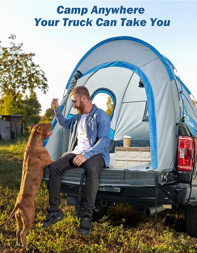 JOYTUTUS 6.5ft Rainfly Portable Truck Bed Tent+JOYTUTUS Truck Bed Air Mattress for 6-6.5Ft
