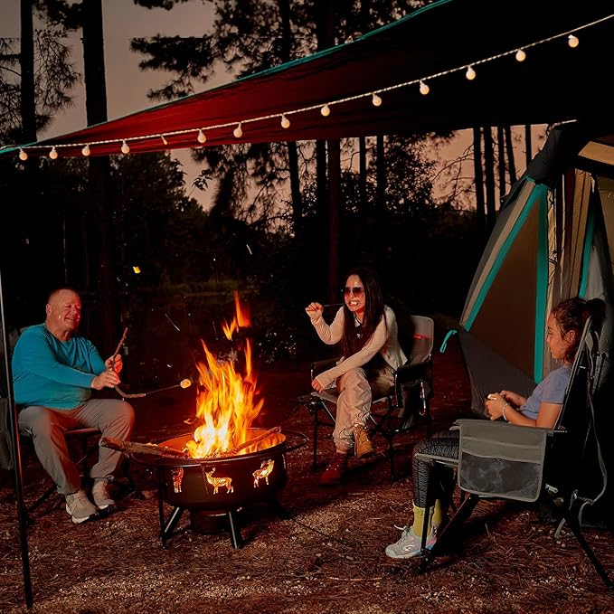 TIMBER RIDGE Oversized Heated Camping Chair for Outdoor Sports, High Back Padded Lawn Chair for Adults Support Up to 500lbs with Cup Holder, Side Pocket(Power Bank not Included)