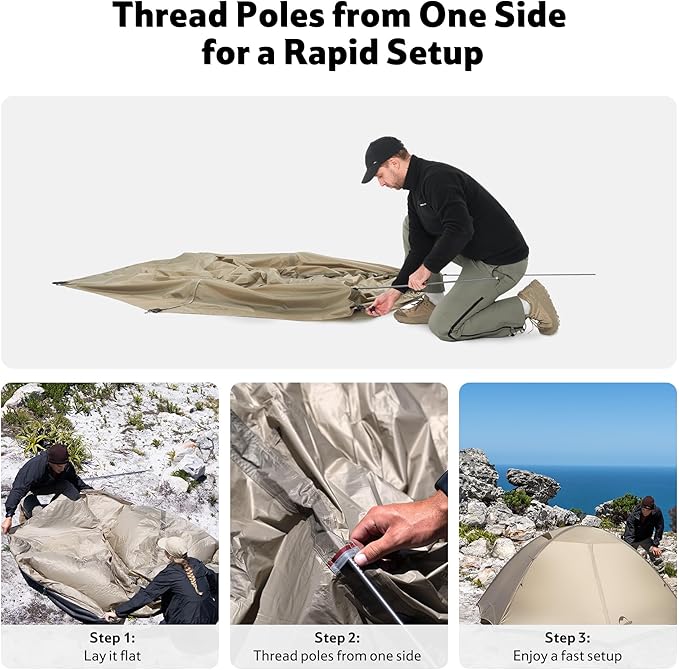 Naturehike Giling 1/2 Person Backpacking Tent 4 Season Lightweight Tent for Hiking & Bikepacking Easy Setup 3000mm Waterproof Ultralight CampingTents for Outdoor Cycling