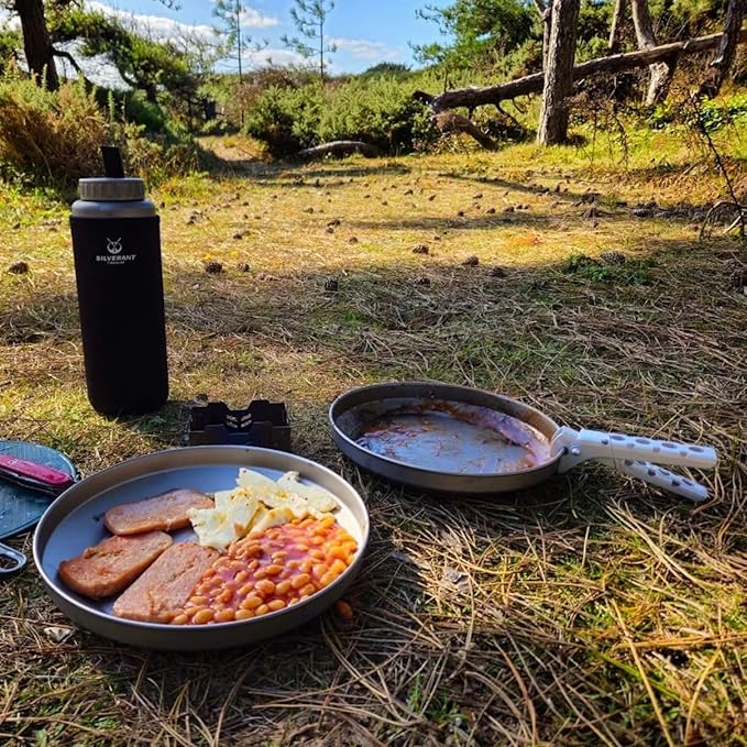 SILVERANT Titanium Trek Plate - Ultralight, Durable Camping Dish Pan Plate - Outdoor Kitchen Essential for Backpacking & Camping - 900ml