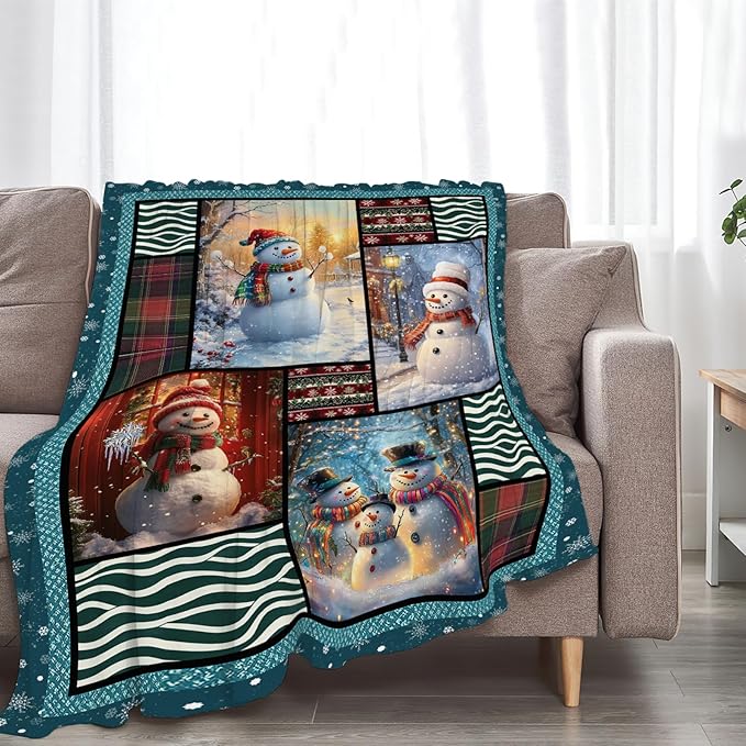 Snowmen Blanket Christmas Winter Snowmen Lover Throw Blankets Gifts for Girls Boys Kids Soft Cozy Fleece Plush for Couch Sofa Bed 80"x60"