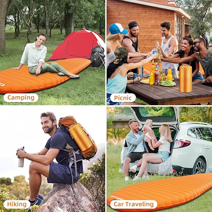 Ultralight Sleeping Pad for Camping, 74.8"x23.2" Camping Mat with Pump Sack Inflatable Sleeping Pads Compact for Camping Backpacking Hiking Traveling Tent