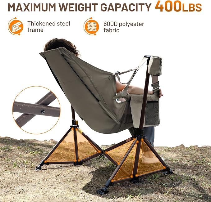 TIMBER RIDGE Hammock Camping Chair, Oversized Swinging Chair with Adjustable Back and Seat Height, Portable Folding Rocking Camping Chair for Outdoor Lawn, Backyard and Patio, Supports 400lbs