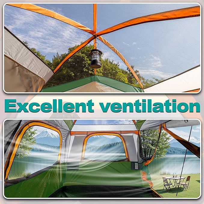 SUV Tent for Camping,Waterproof PU2000mm, Fits 5-8 People,Spacious Double Layer Design, Includes Rainfly & Storage Bag, 8FT L x 8FT W x 7.2FT H | for Camping, Waterproof PU2000mm, Spacious Double Layer Design, Includes Rainfly, Storage Bag
