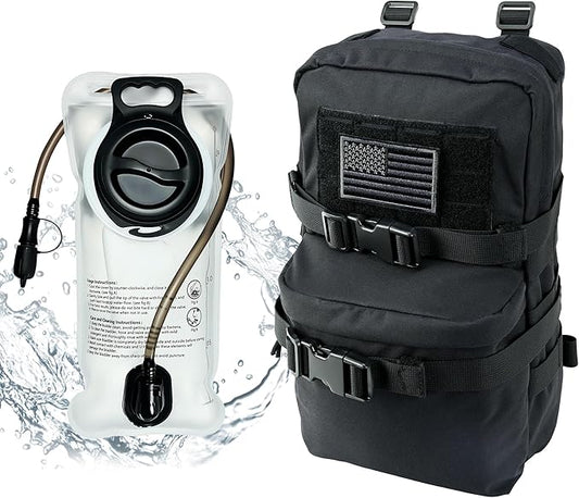 Tactical Mini Molle Hydration Pack,Molle Hydration Carrier with US Flag Water Resistant,Hydropack for Tactical Vest Backpack